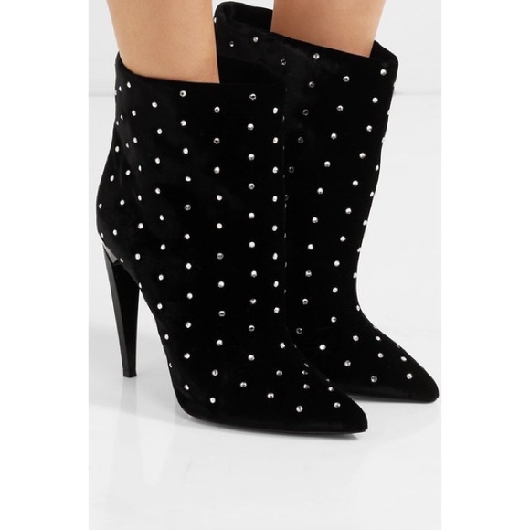 Yves Saint Laurent Shoes - Saint Laurent CRYSTAL VELVET BOOTIES